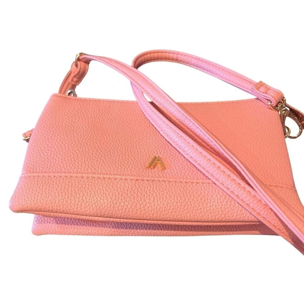 Izzy & Ali Vegan Leather Pebble Grain Taupe Crossbody / Wristlet